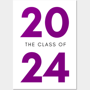 Class Of 2024. Simple Typography 2024 Design for Class Of/ Senior/ Graduation. Purple Posters and Art